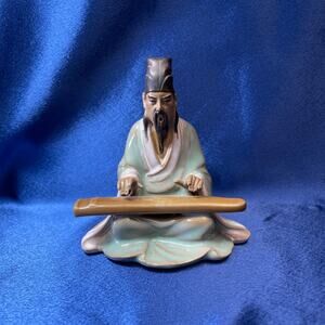 Vintage Shiwan Mudman Sitting Playing Instrument Figurine